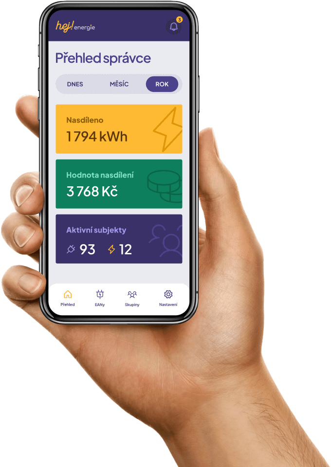 Mobilní aplikace pro sdílení elektřiny pro města, obce a správce budov
